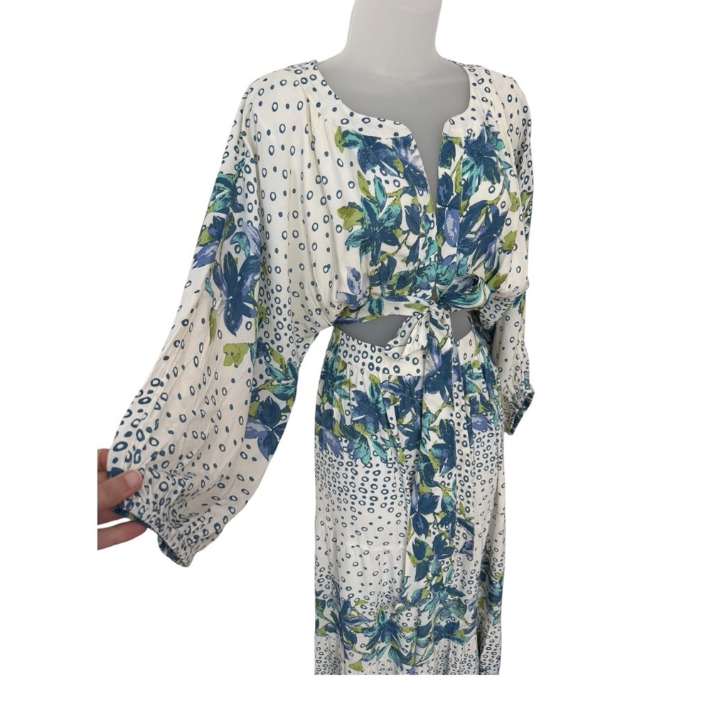 FREE PEOPLE | Paradise Wide Leg Boho Jumpsuit in Ivory Floral, Size Medium - Picture 7 of 16